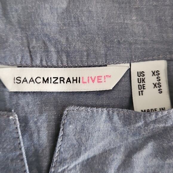 Isaac Mizrahi Live! Cotton Lawn Split Neck Embroidered Blouse size XS NWOT - Picture 7 of 7